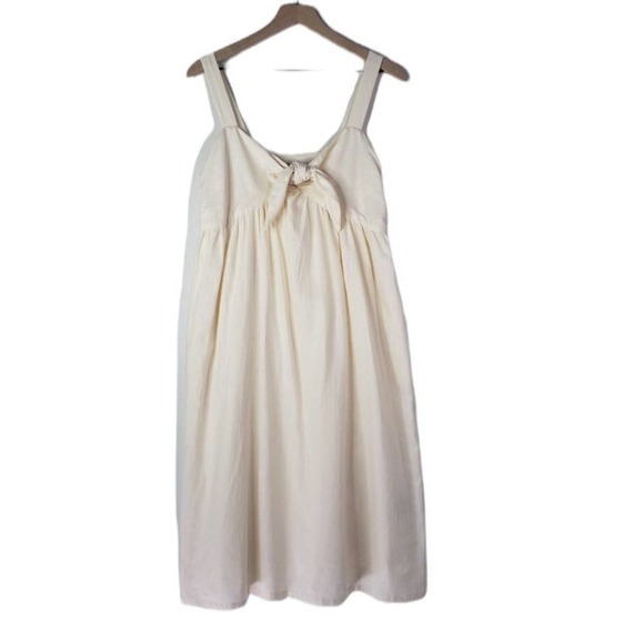 Who What Wear Strappy V-Neck Bow Tie‎ Midi Dress 8 Ivory - Picture 3 of 11